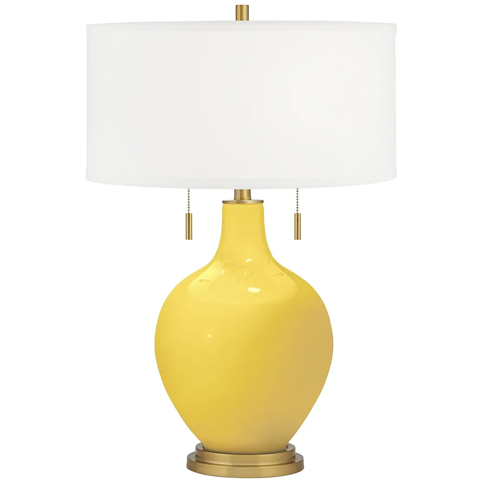 Color Plus Toby Brass 28" High Lemon Zest Yellow Table Lamp