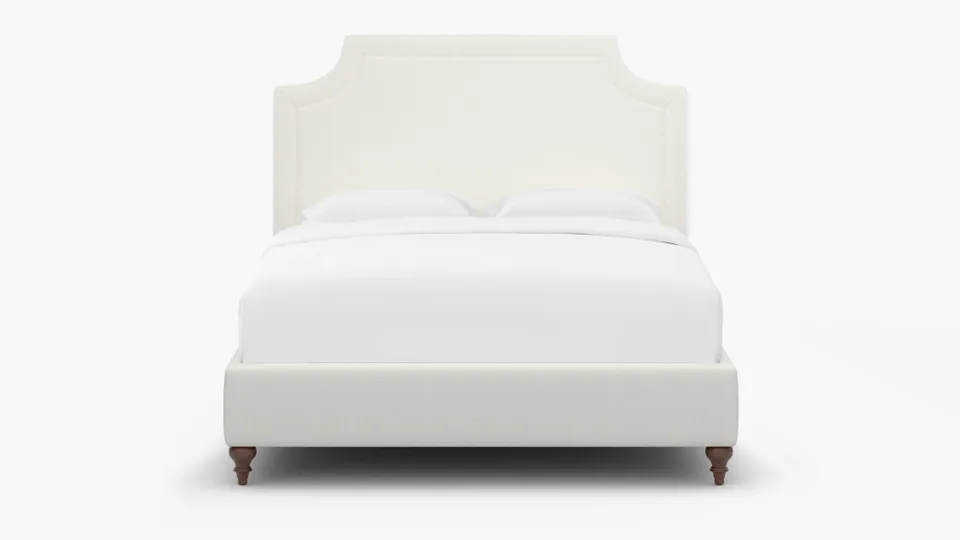 Deco Bed, Snow Boucle, Walnut Traditional Turned Leg, Twin
