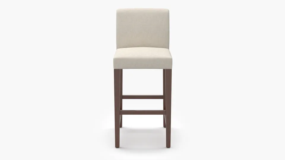 Signature Dining Bar Stool, Talc Everyday Linen, Walnut Square Tapered Leg