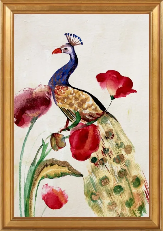 blue gold peacock by Ruti Shaashua for Artfully Walls