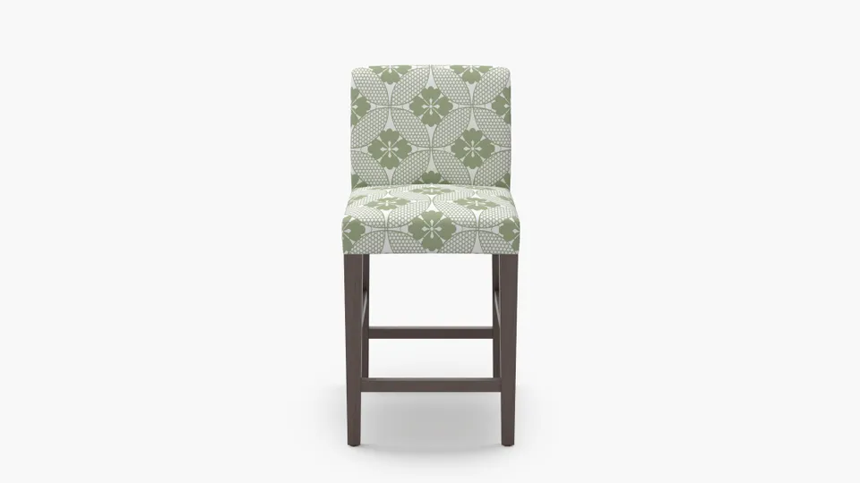 Signature Dining Counter Stool, Sage Solaire, Espresso Square Tapered Leg