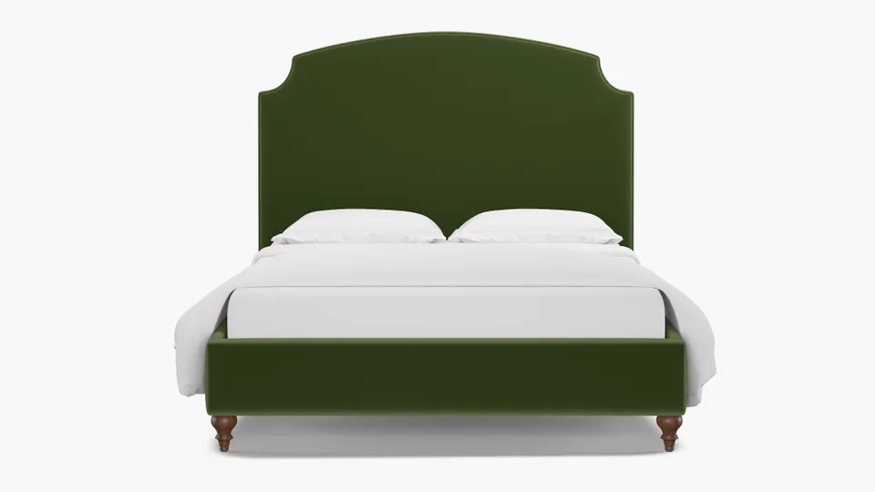 Cove Bed, Essex Performance Velvet, Walnut Traditional Turned Leg, King