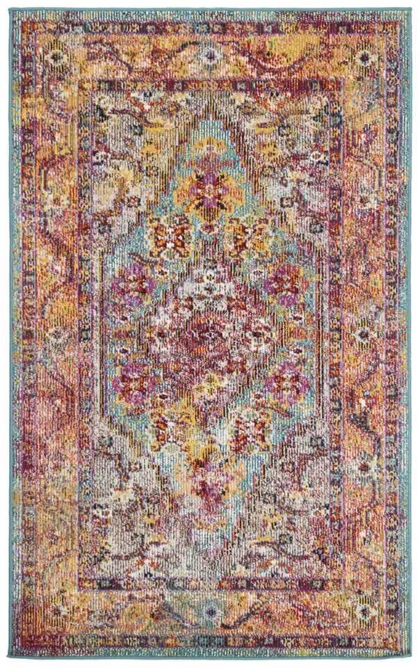 Arlo Home Woven Area Rug, CRS507A, Light Blue/Orange,  3' X 5'