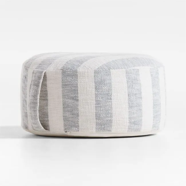Cove Mist Blue Striped Organic Cotton Kids Floor Cushion