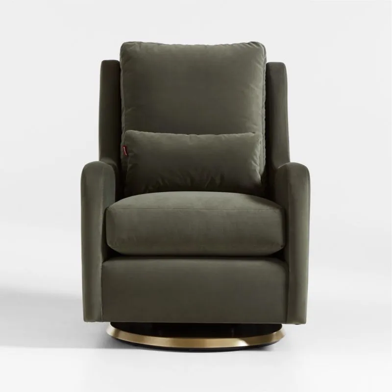 Milo Green Nursery Swivel Glider Chair with Gold Base