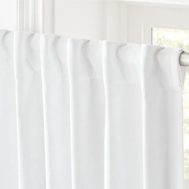 Basketweave White Cotton Blackout Window Curtain Panel 48"x120"