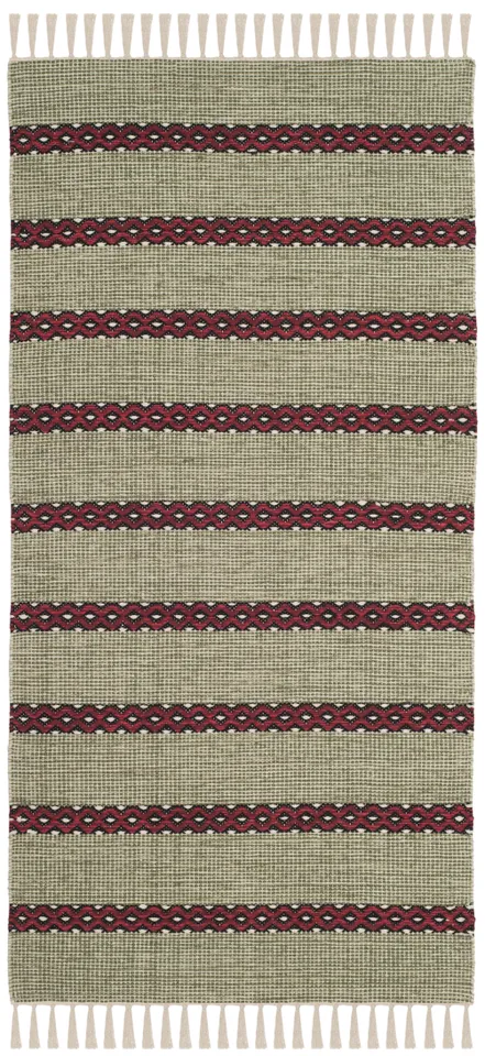 Arlo Home Hand Woven Area Rug, MTK397G, Green/Red,  5' X 8'