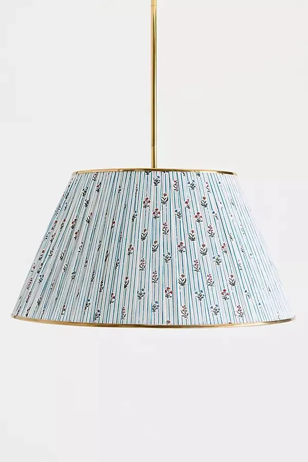 Lee Brass 24" Ruched Printed Semi-Flush Mount Pendant Light