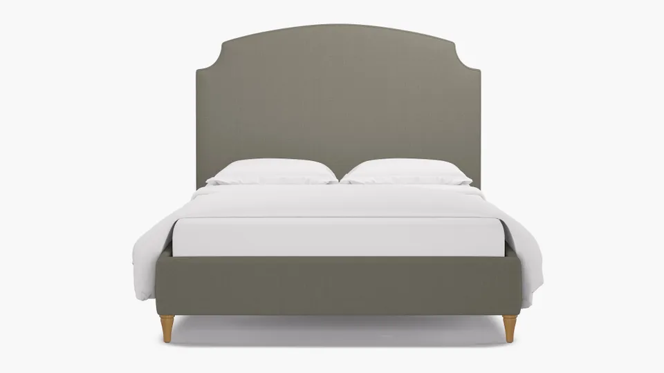 Cove Bed, Putty Everyday Linen, Natural Decorative Tapered Leg, Twin