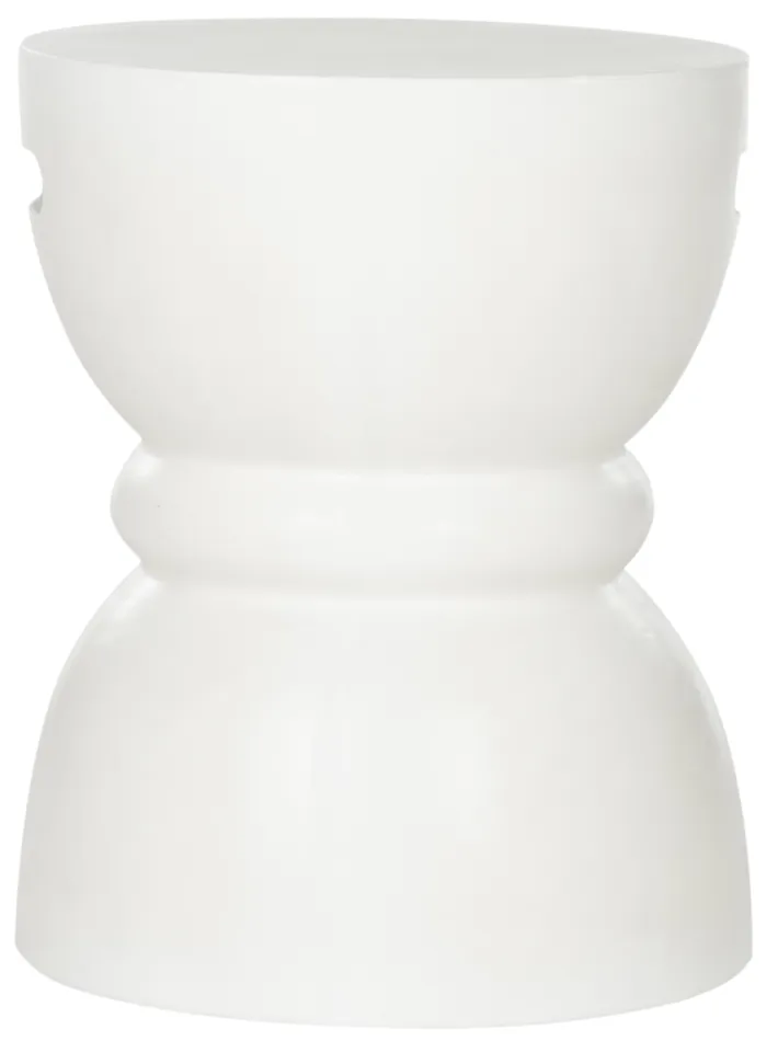 Haruki In/Outdoor Round Concrete 17.7" Accent Stool - Ivory