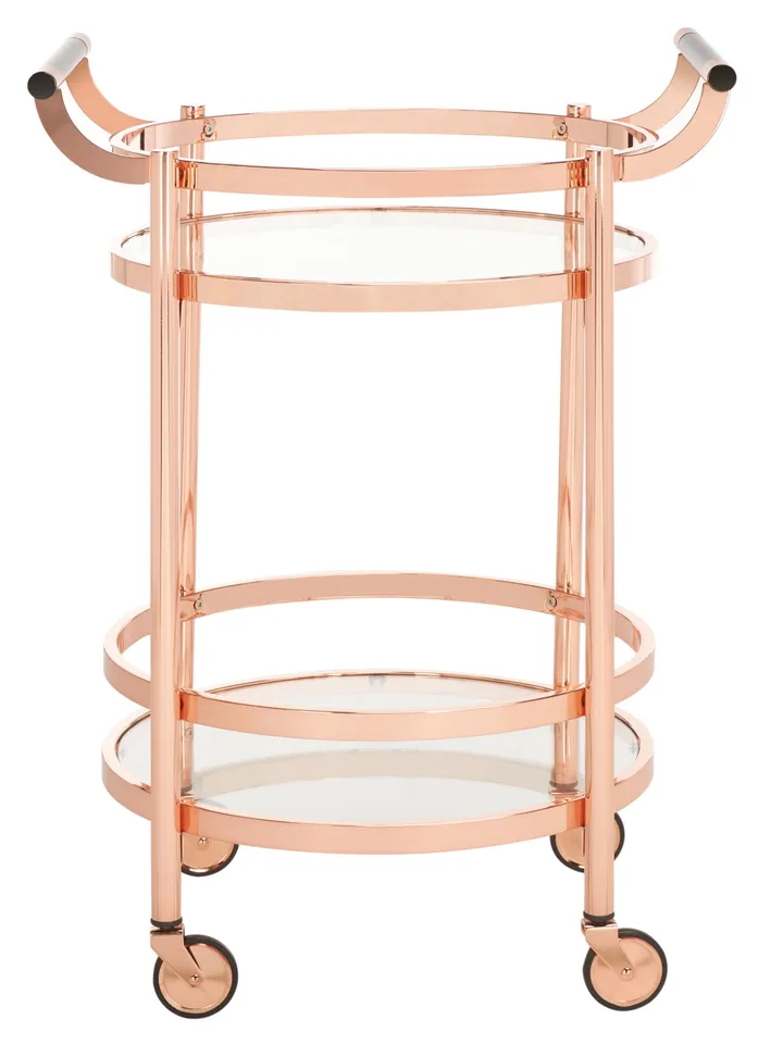 Sienna 2 Tier Round Bar Cart - Rose Gold