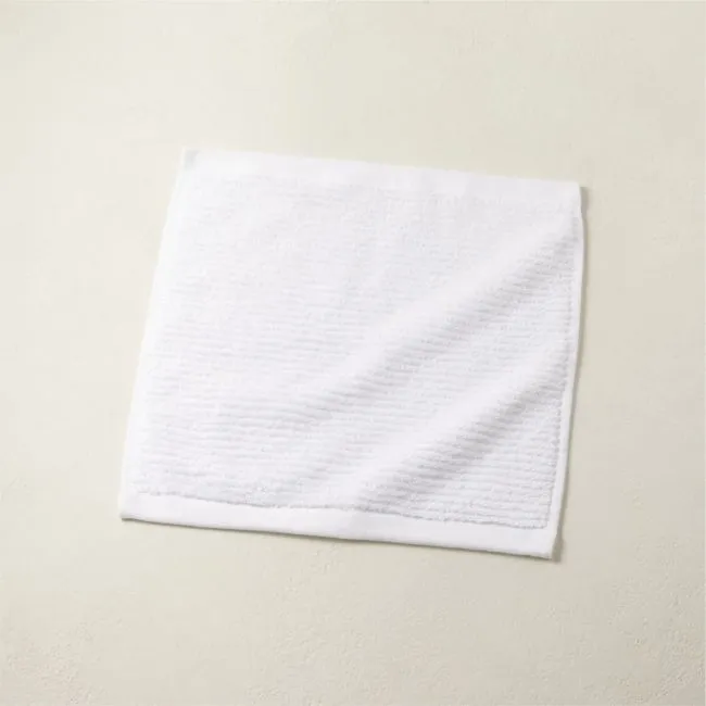 Brooks Ribbed Organic Cotton White Washcloth