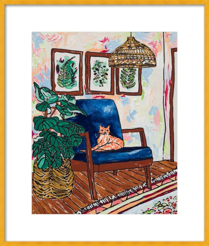 Ginger Cat in Mid Century Chair by Lara Lee Meintjes for Artfully Walls