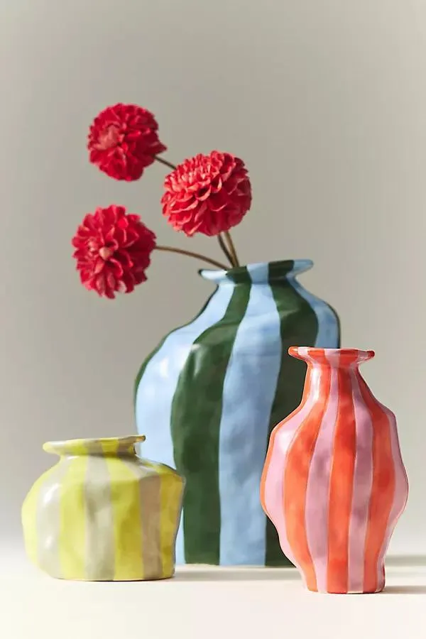 Maya Eline Leroy Striped Ceramic Vase