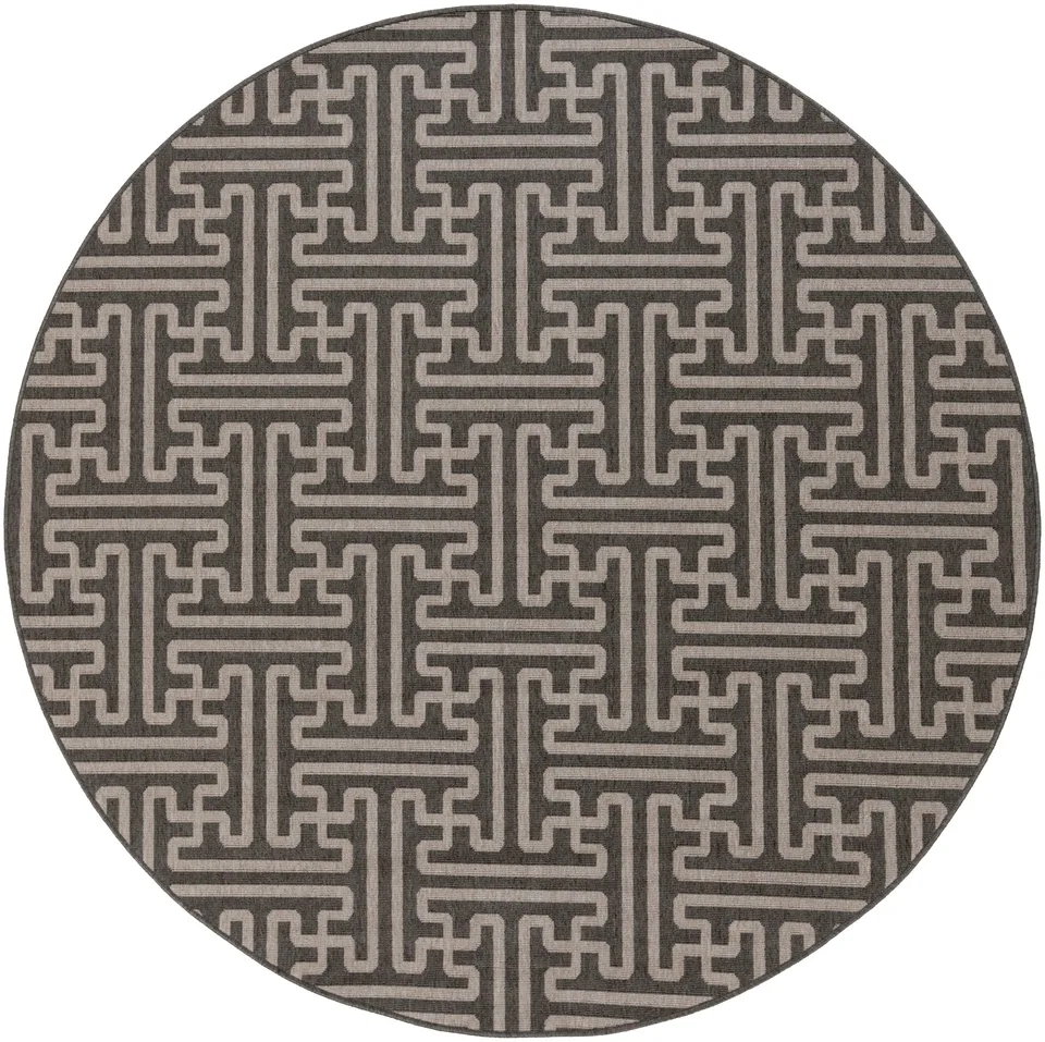 Alfresco Black Outdoor 5'3" x 5'3" Machine Woven Rug