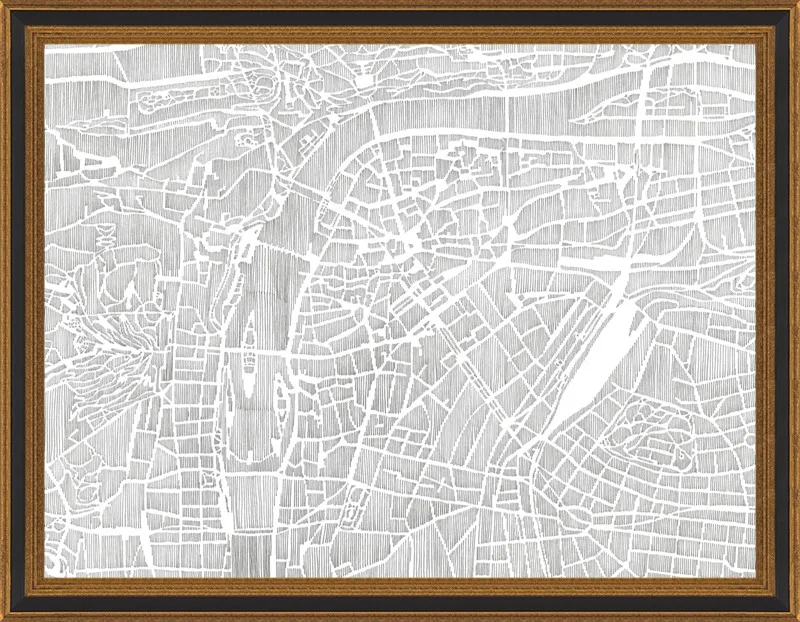 Prague Ink Map by Karen O'Leary for Artfully Walls