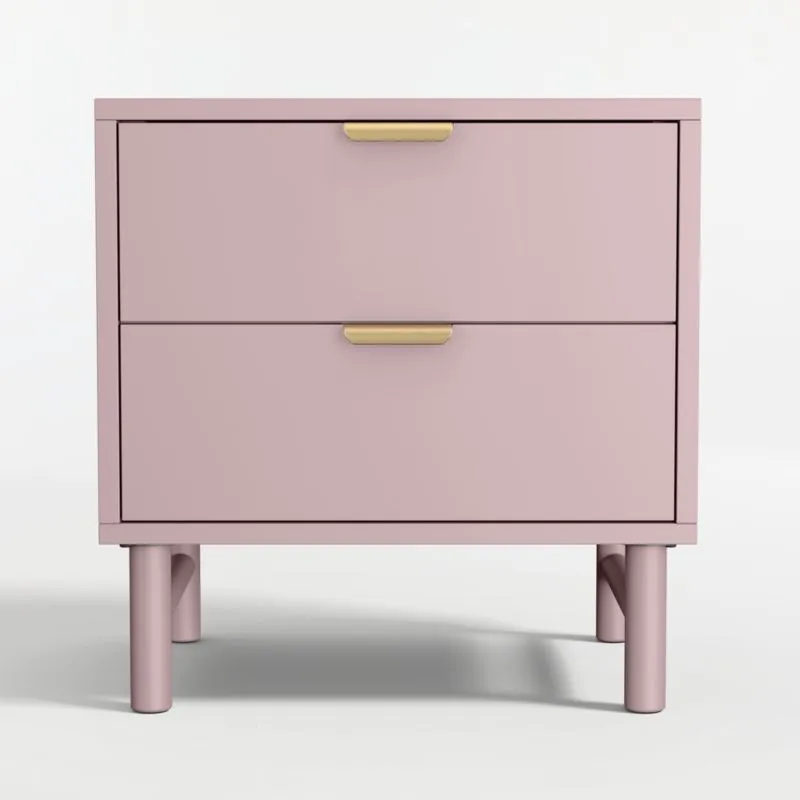 Set of 2 Classic 20" Lilac Rose Wood 2-Drawer Kids Nightstand