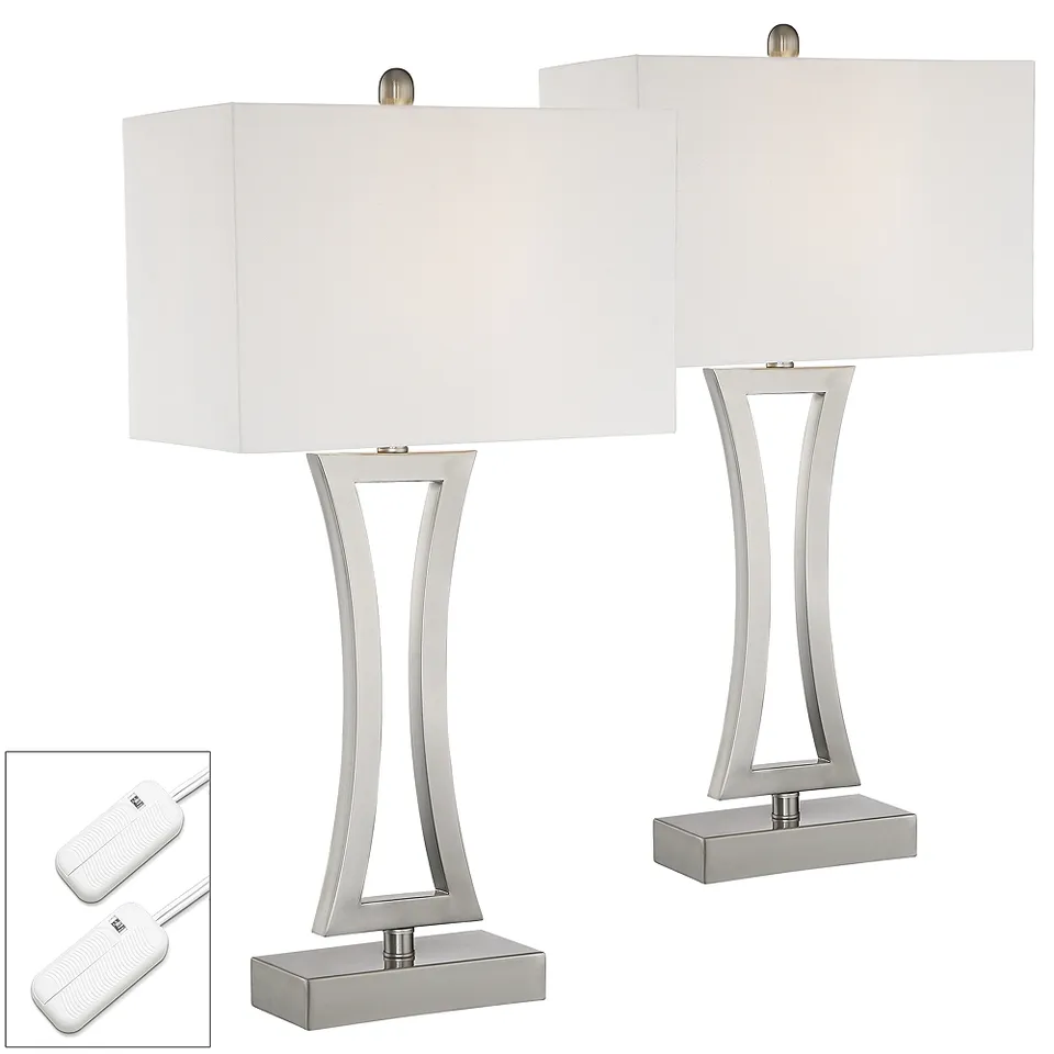 Possini Euro Roxie 31" High Brushed Nickel Lamps Set of 2 with Dimmers