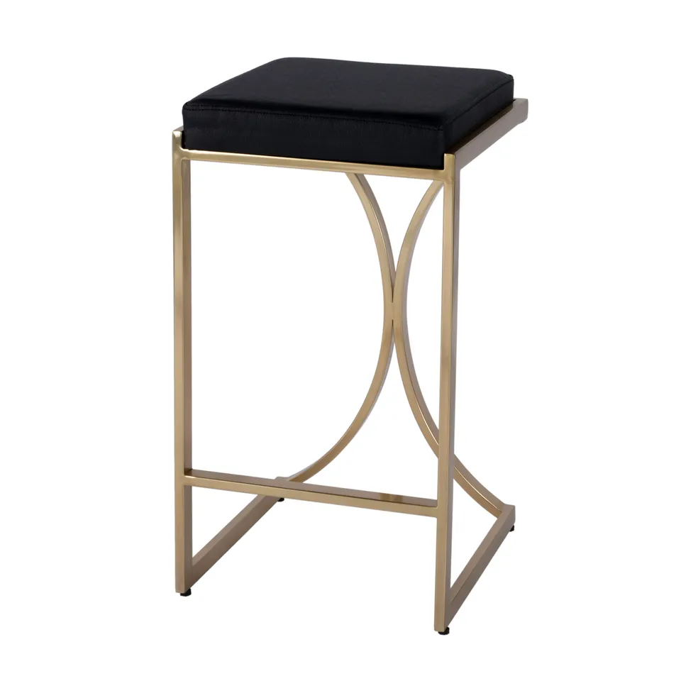 Natalya Black Leather Counter Stool