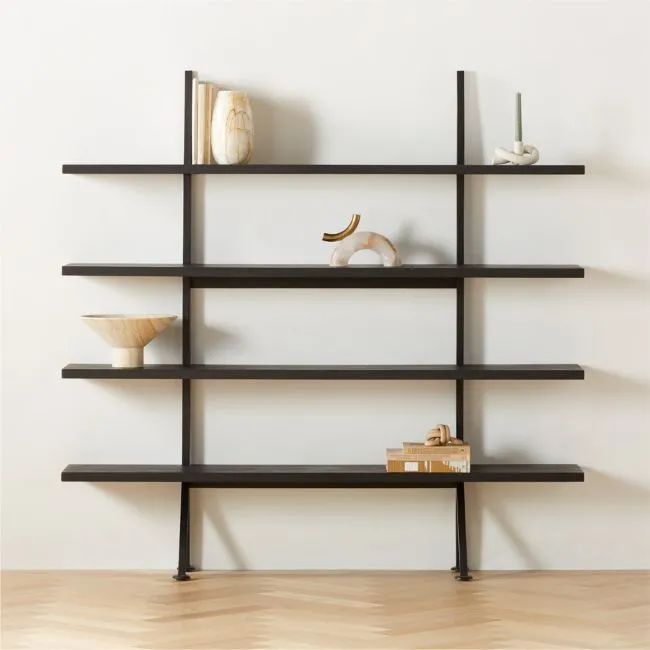Azzurra Black Metal and Wood Bookshelf