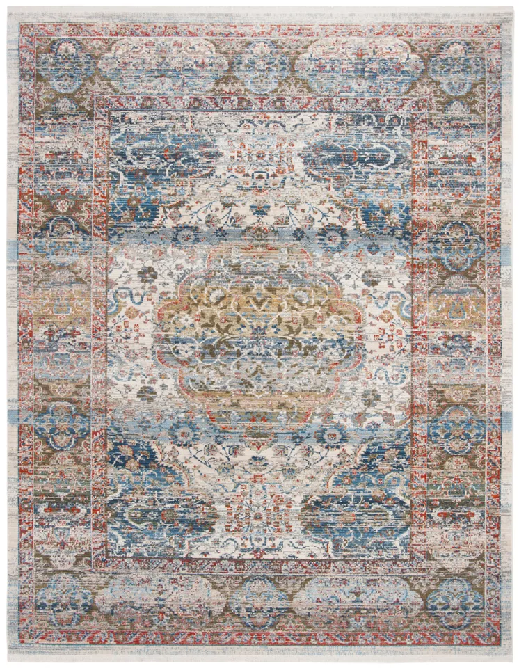 Arlo Home Woven Area Rug, VTP483B, Beige/Blue,  8' X 10'