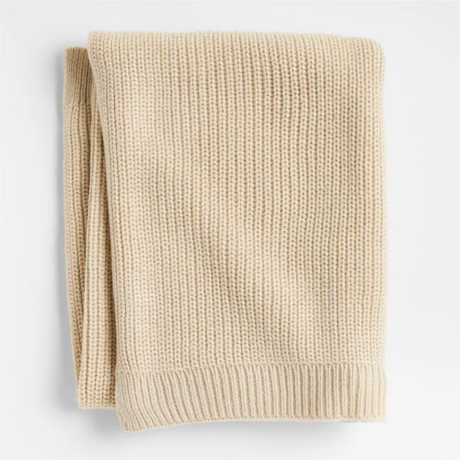 Stone Tan Rib Knit Baby Stroller Blanket