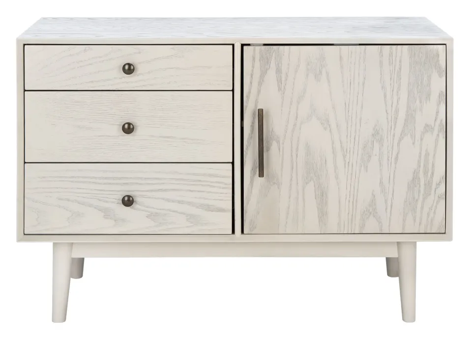 Safavieh Couture Elissa Mid-Century Small Media Stand, White Washed