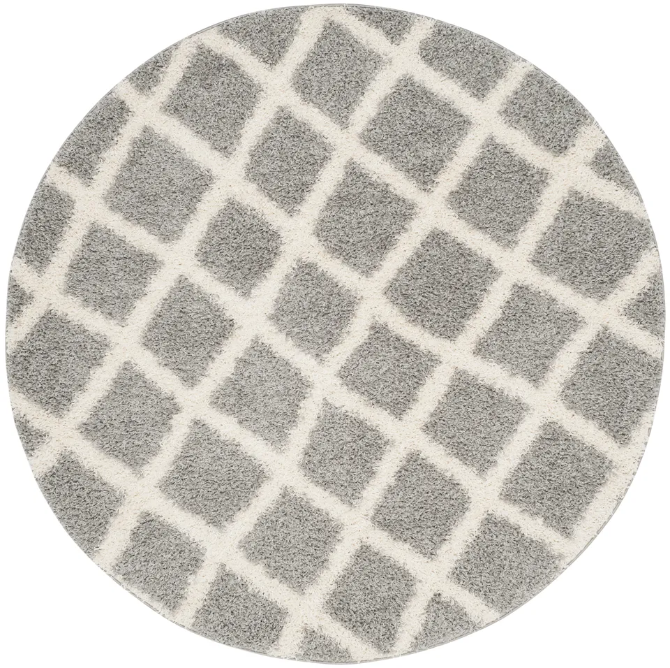 Arlo Home Woven Area Rug, SGD258G, Grey/Ivory,  6' X 6' Round