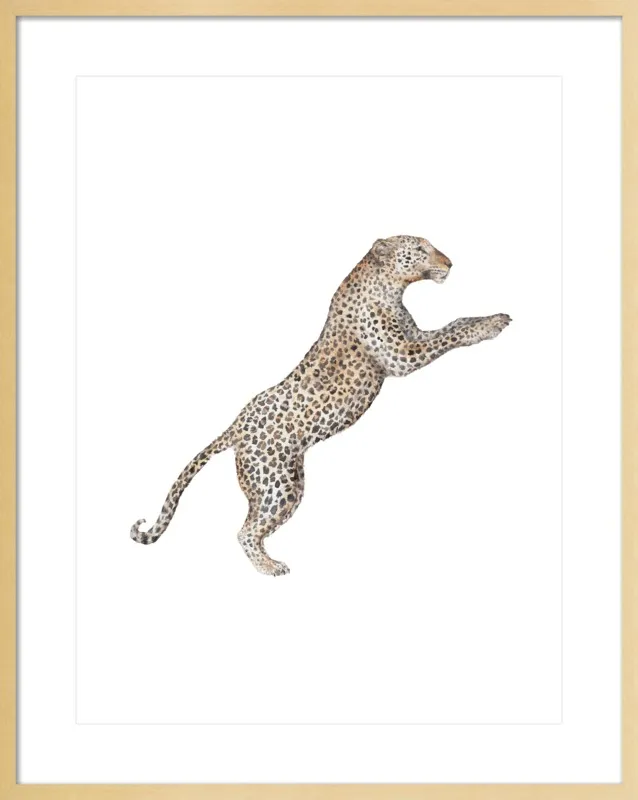 Leaping Leopard Watercolor by Lauren Rogoff for Artfully Walls