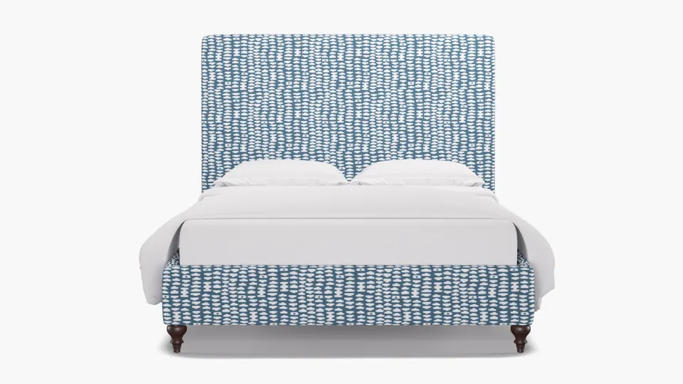 Classic Bed, Dusty Blue Odalisque, Espresso Traditional Turned Leg, Twin