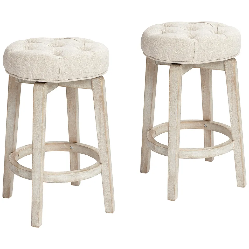 Shelby 26" High Tufted White Wash Counter Stool Set of 2