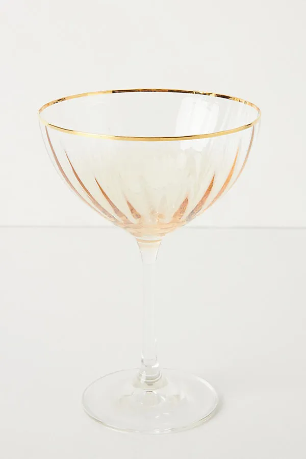 Waterfall 24k Gold Accent Coupe Glasses, Set of 4