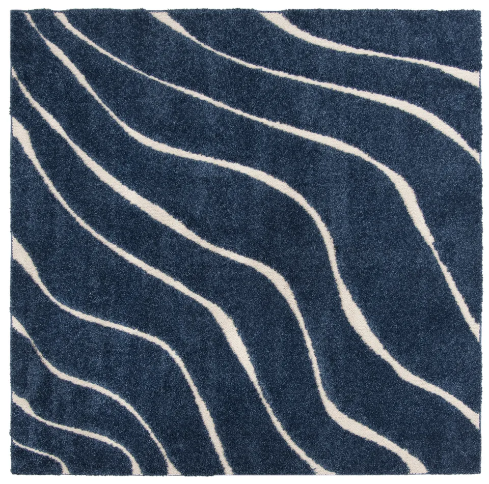 Arlo Home Woven Area Rug, SG472-6511, Dark Blue/Cream,  6' 7" X 6' 7" Square