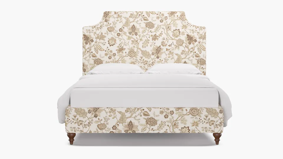 Deco Bed, Tawny La Vendee, Walnut Traditional Turned Leg, King