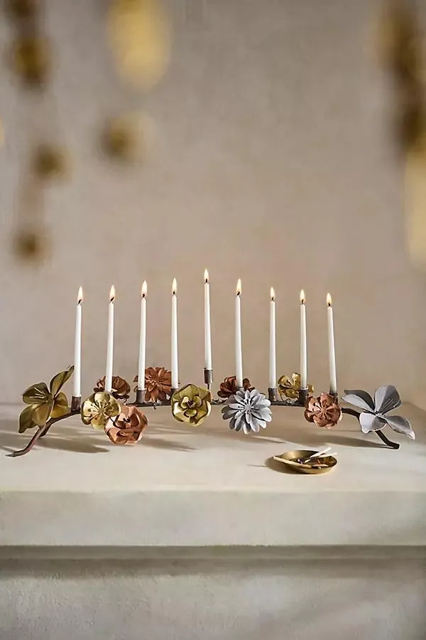 Floral Hanukkah Menorah, Low