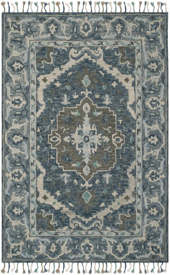 Arlo Home Hand Tufted Area Rug, APN230A, Dark Blue/Grey,  5' X 8'