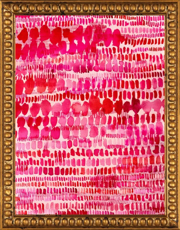 Pink and Red Watercolor Patterns Wall Art  by Paula Mills for Artfully Walls