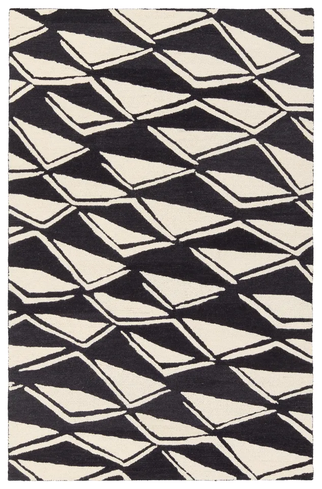 Nikki Chu by Movran VNK11 Handmade Tribal Black Area Rug (6'x9')