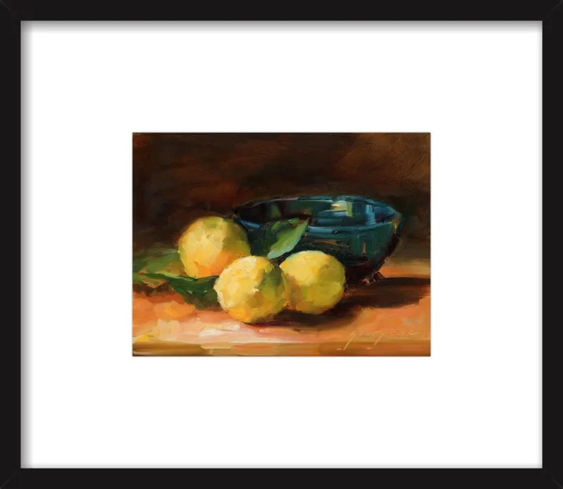 Lemons and Blue Bowl by Georgesse Gomez for Artfully Walls