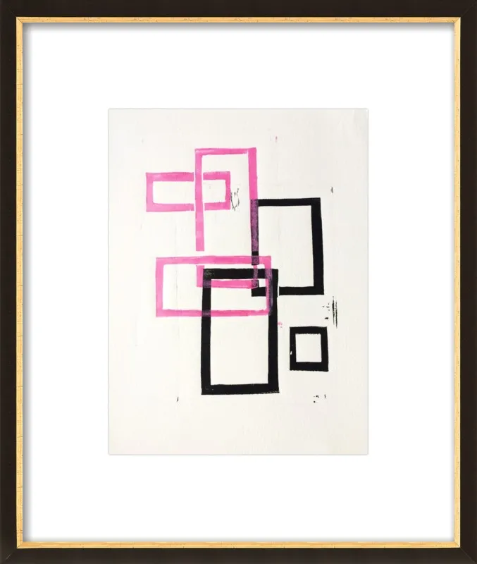 Pink and Black Geometric Squares x2 by Stacy Rajab for Artfully Walls