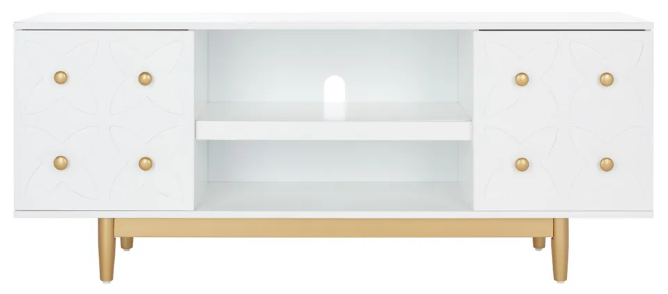 Ottoline 2 Shelf Pattern Media Stand - White / Gold