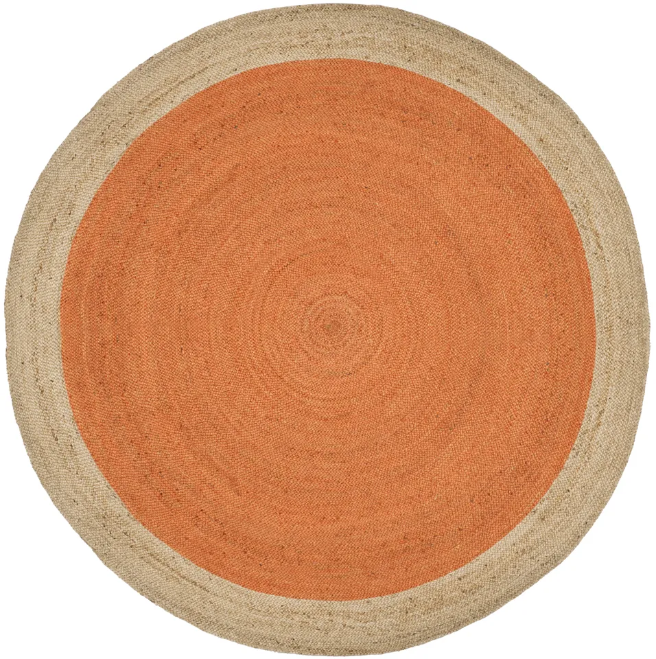 Arlo Home Hand Woven Area Rug, NF801B, Orange/Natural,  8' X 8' Round