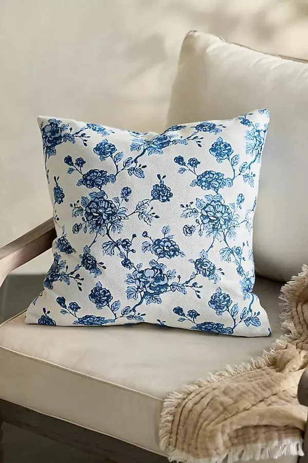 Porcelain Floral Outdoor Pillow
