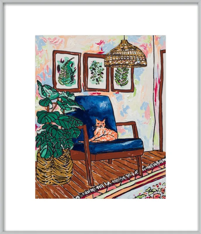 Ginger Cat in Mid Century Chair by Lara Lee Meintjes for Artfully Walls