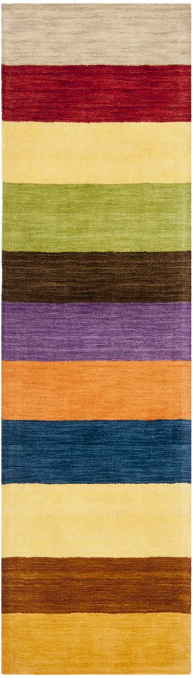 Arlo Home Hand Loomed Area Rug, HIM584A, Yellow/Multi,  2' 3" X 8'