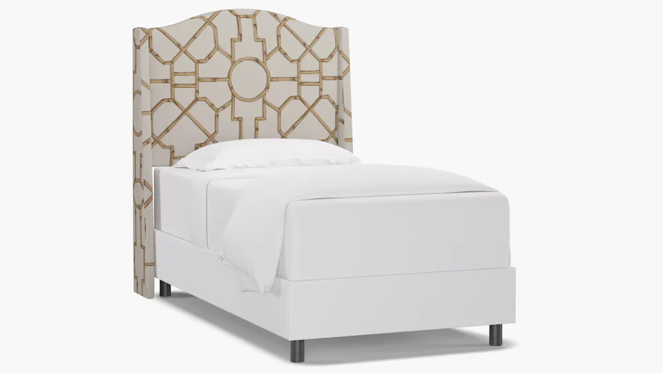 Classic Wingback Headboard, Tan Baldwin Bamboo, Twin