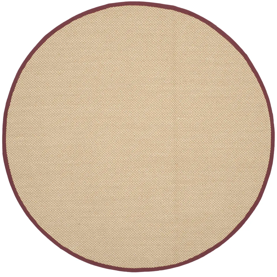 Arlo Home Woven Area Rug, NF141D, Maize/Burgundy,  4' X 4' Round