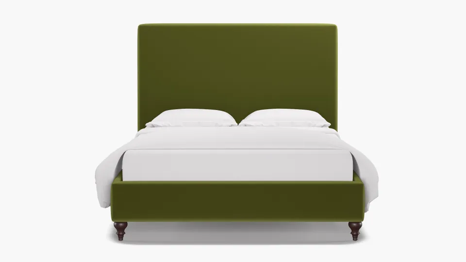 Classic Bed, Sage Performance Velvet, Espresso Traditional Turned Leg, King