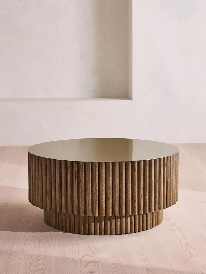 Barrel Coffee Table, Dark Oak