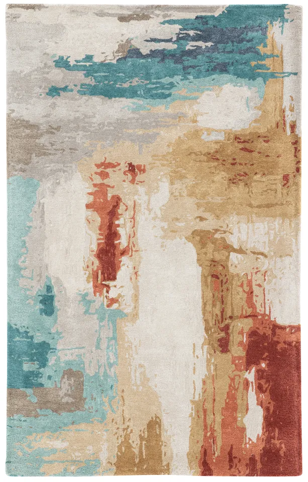 Swisher Handmade Abstract Blue/ Red Area Rug (12'X15')